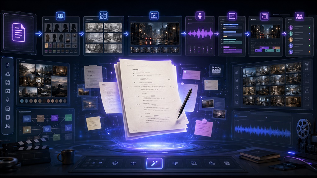 一站式 AI 短剧创作平台示意图